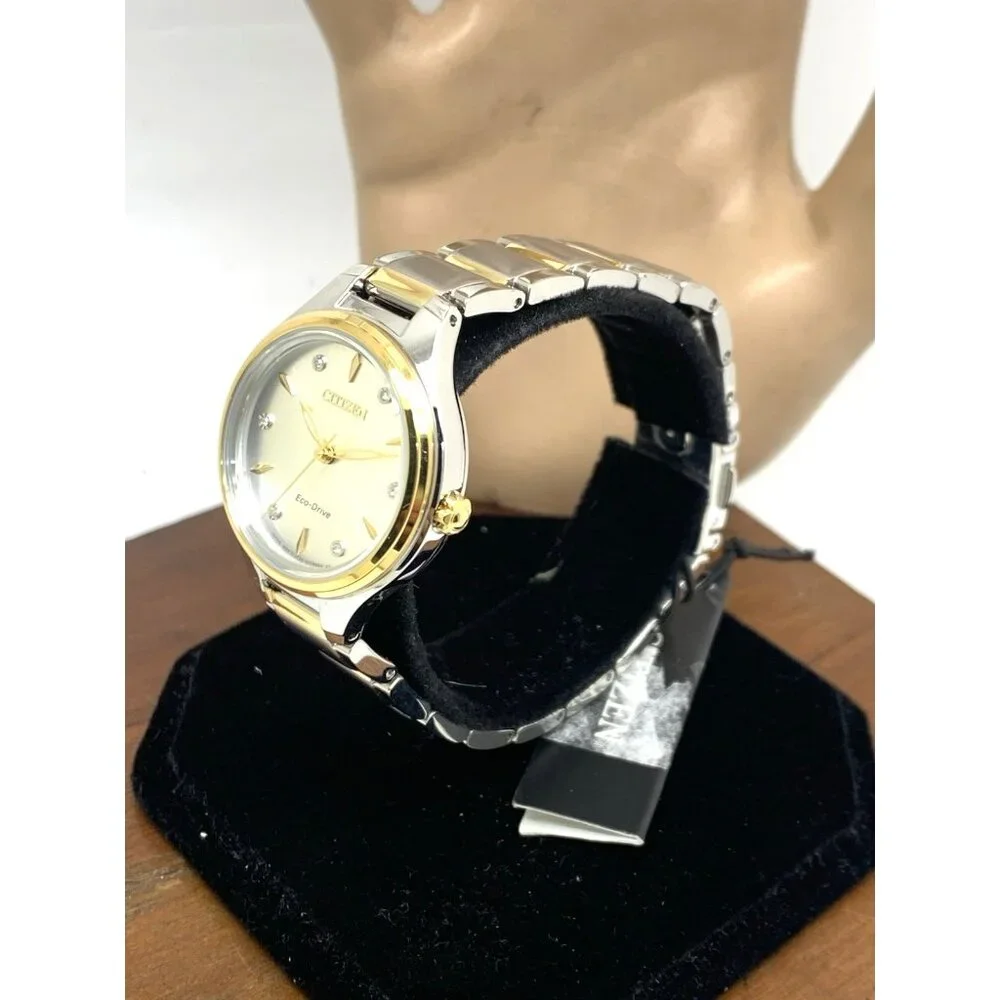 Citizen Women's Watch FE2104-50A Eco Drive Diamond Accent Dial Two Tone Steel